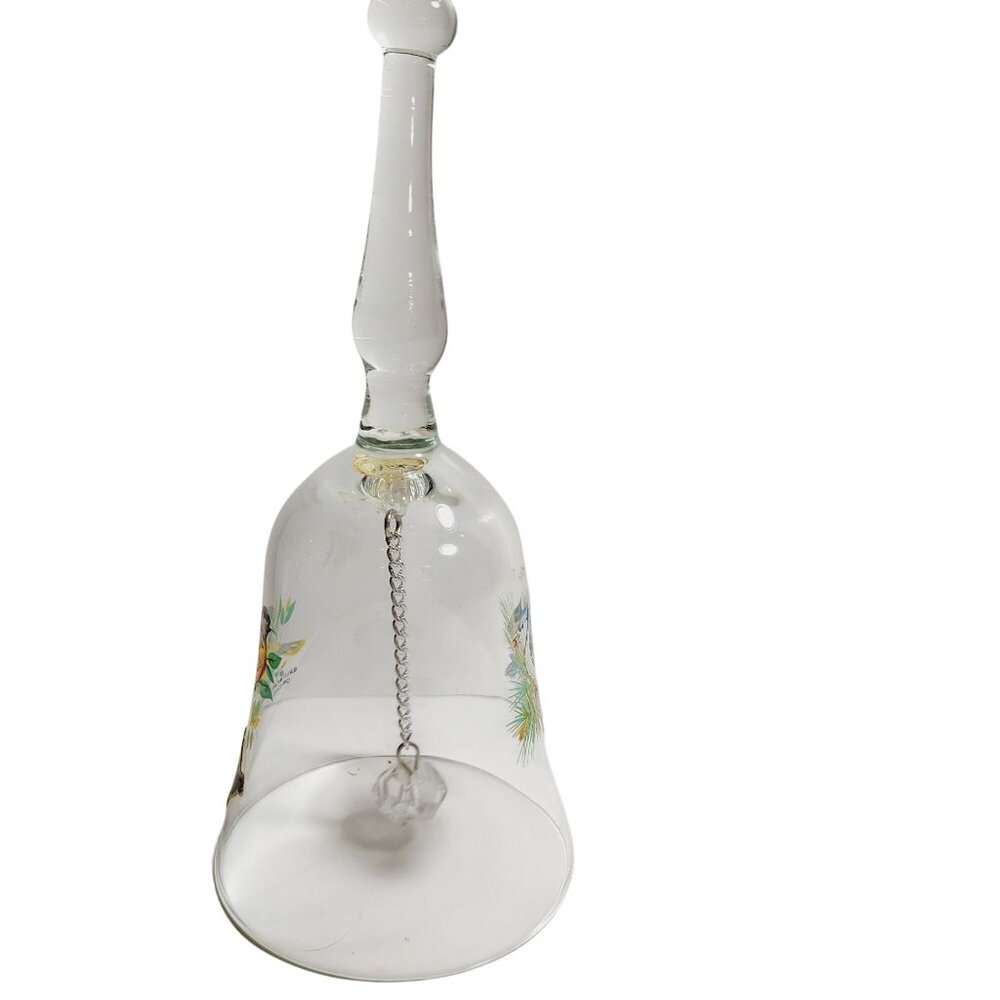 Baltimore Oriole & Blue Jay Crystal Table Bell Handmade West Virginia Glass - Picture 6 of 7